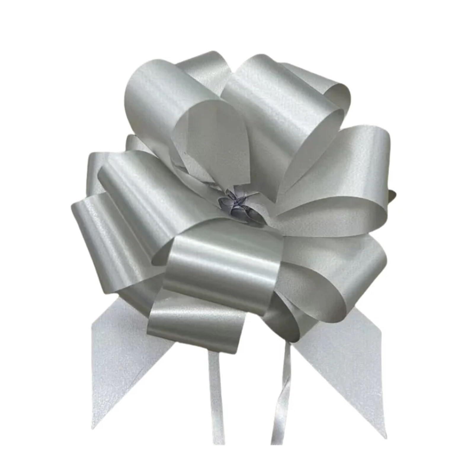 Xinglongs Bows for Gift Wrapping 60PCS Pull Bow Large 5. Inch Gift Wrapping String Bows with Ribbon for Easter Presents Wedding Basket(Silver)