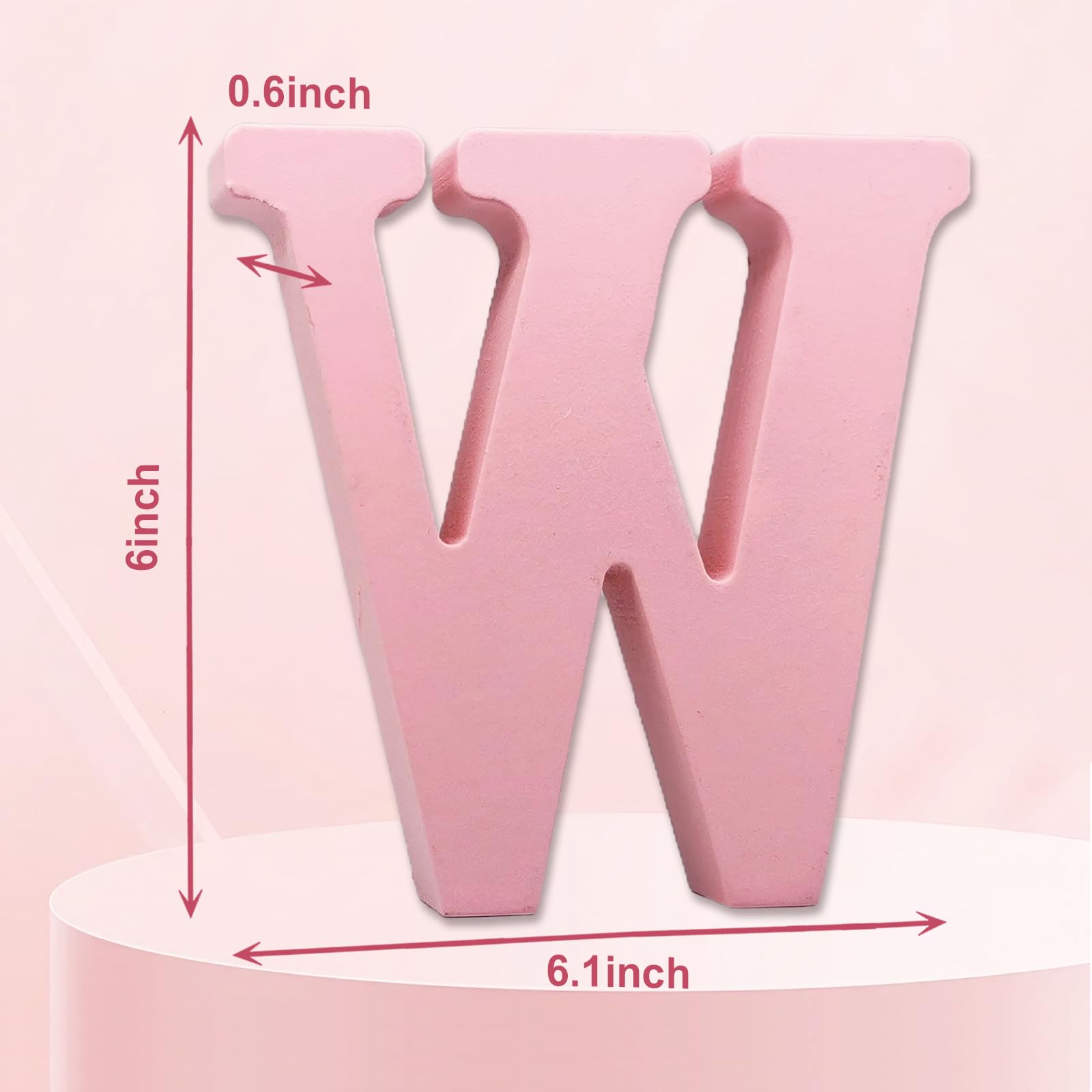 Letras de madera rosa de 6 pulgadas, letras de madera sin terminar para decoración de pared, letras decorativas de pie, rebanadas, decoración para manualidades, proyectos de fiesta en el hogar (W)