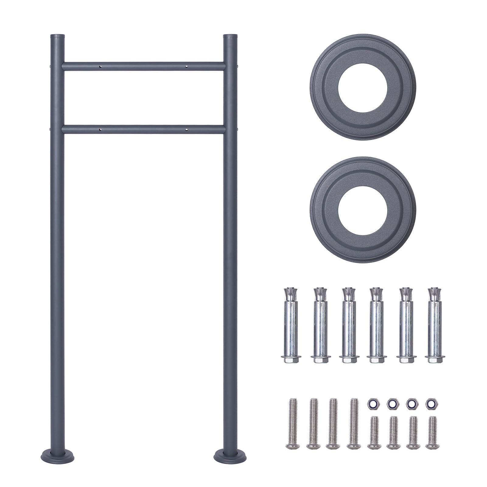 Schartec Charcoal Sbs-2 Letterbox Stand Anthracite Letterbox Stand Freestanding Bracket Silver Two Legs Post Earth