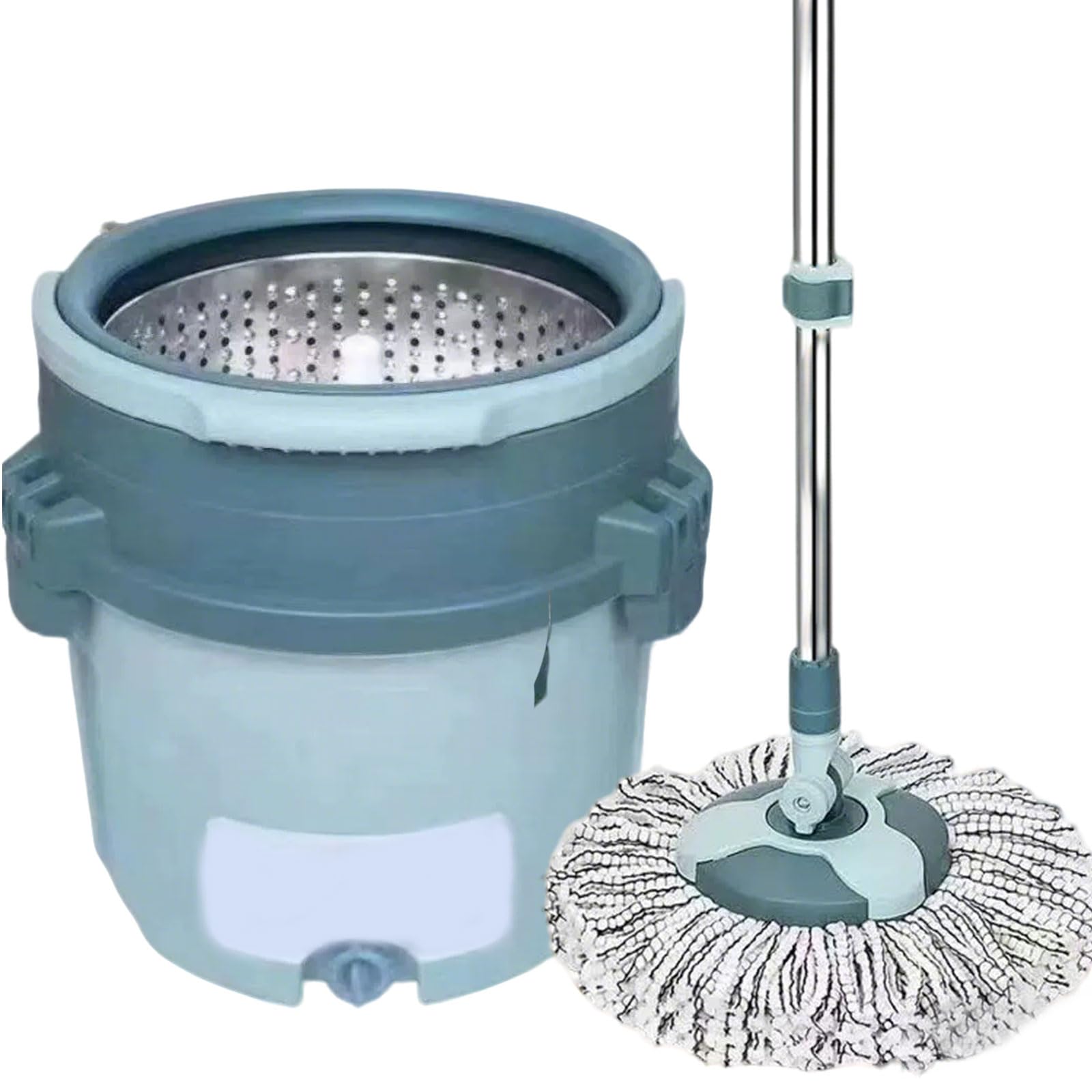 Este Juego de fregona giratoria y Cubo con escurridor para el hogar, Cabezal Giratorio de 360° con 4 recambios de Microfibra, Limpieza de Suelos de Madera, laminados, baldosas, Limpiador de
