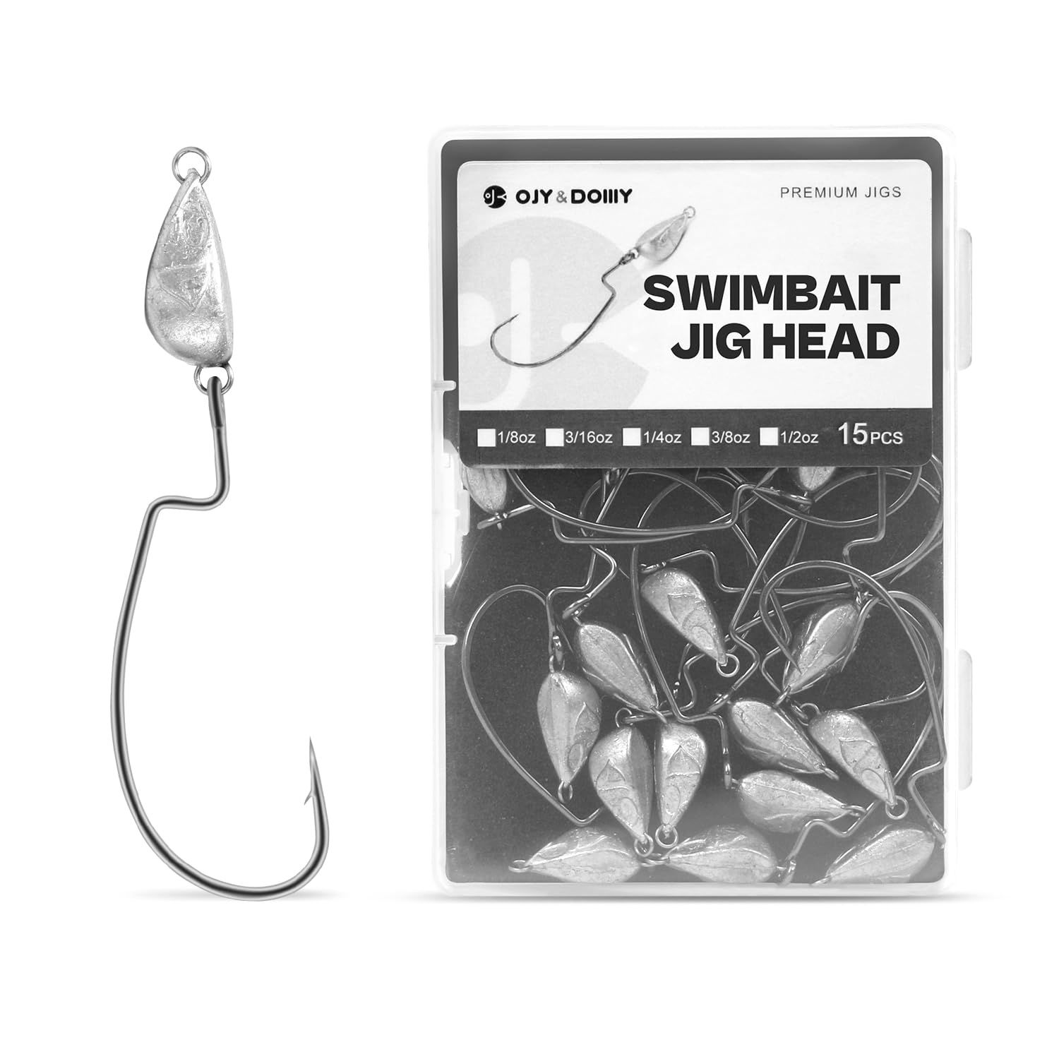 OJY&DOIIIY Weighted Texas Rig Hooks, Weedless Swimbait Jig Heads for Bass Fishing 1/8oz 3/16oz 1/4oz 3/8oz