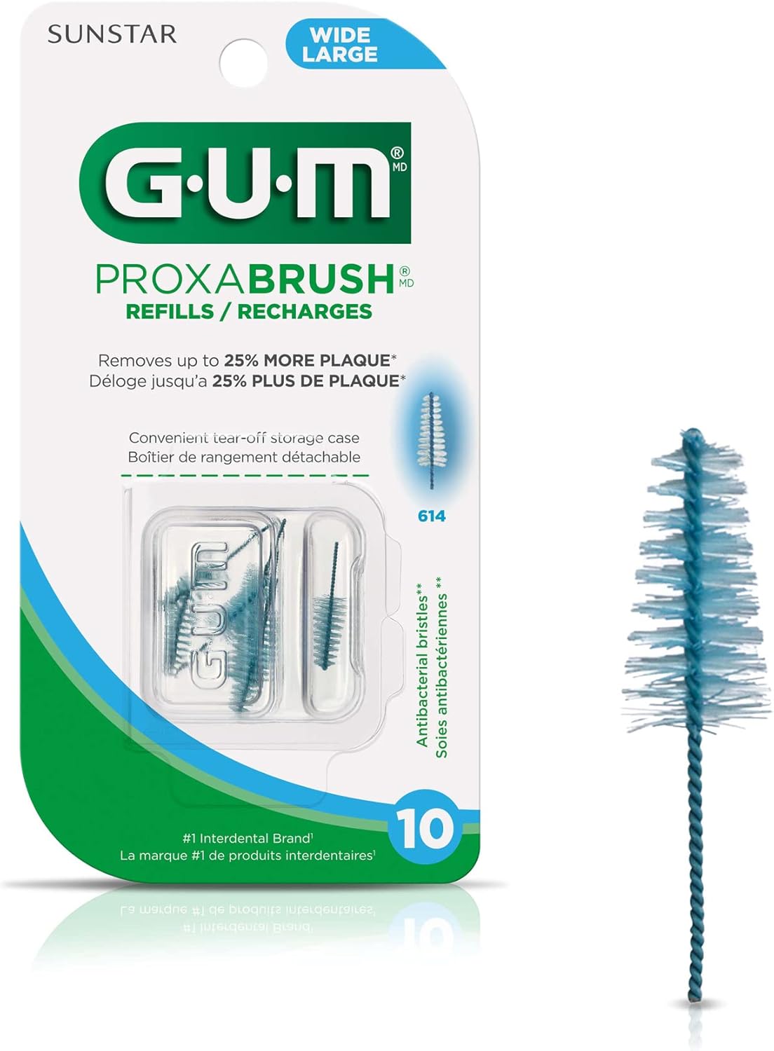 GUM Refill (tapered) Wide with antibacterial bristles, 1 pack of 10, 614EZ Amazon.ca Health