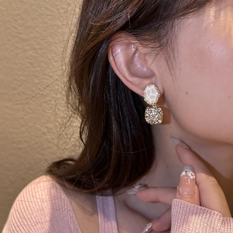 2PCS Women's Square Ear Clips Clip On Earrings Rhinestone Earrings,Non Pierced Earrings for Brides, Bridesmaids, Prom and Wedding4