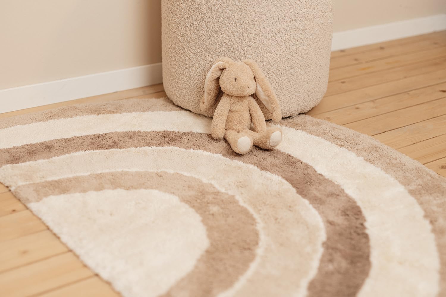 Little Dutch Teppich Kinderzimmer Kinderteppich Regenbogen beige (80x130 cm)