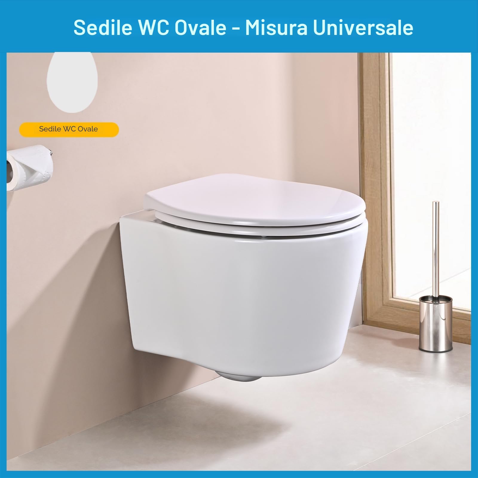 YEAUPE PRO Tavoletta wc Universali O Forma,Sedile WC Urea-Formaldeide Chiusura Ammortizzata tavoletta wc con Sgancio Rapido a un Pulsante, Bianco 44,6 * 37,5 * 5,2CM