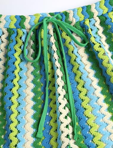 Image of ZAFUL Womens Beach Cover Up Pants Sexy Crochet Drawstring Elastic Boho Swimsuit Cover Up Long Pants Beach Wear
