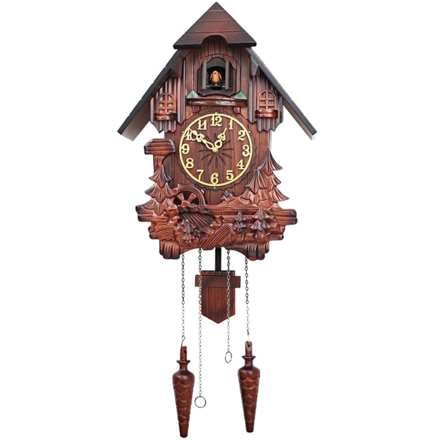 Artisam Cuckoo Clock, Vintage Grandfather Clock for Wall, Large Wooden Singing Bird Clock, Decorative Old Fashion Wall Clock, Coo Coo Pendulum Clocks Wall, Antique Home Decor Gift 301A