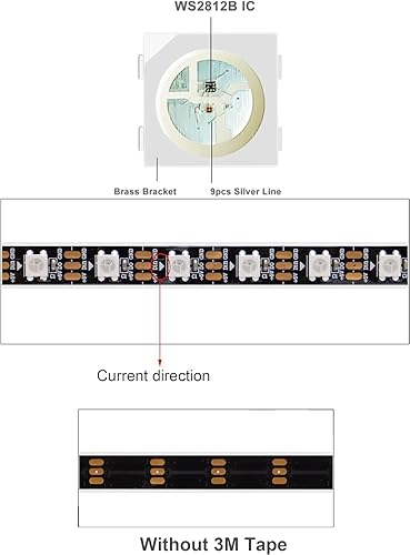 Miniatura 2 de WS2812B Tira de LED RGB direccionable individualmente de 16.4 pies 5050SMD Smart Flexible Dream a todo color 60Pixelsm Luz PCB negra IP67
