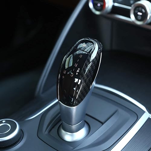 Cubierta de cabeza de palanca de cambios de plástico ABS de fibra de carbono, accesorios para Alfa Romeo Giulia Stelvio 2017-2019 (negro)