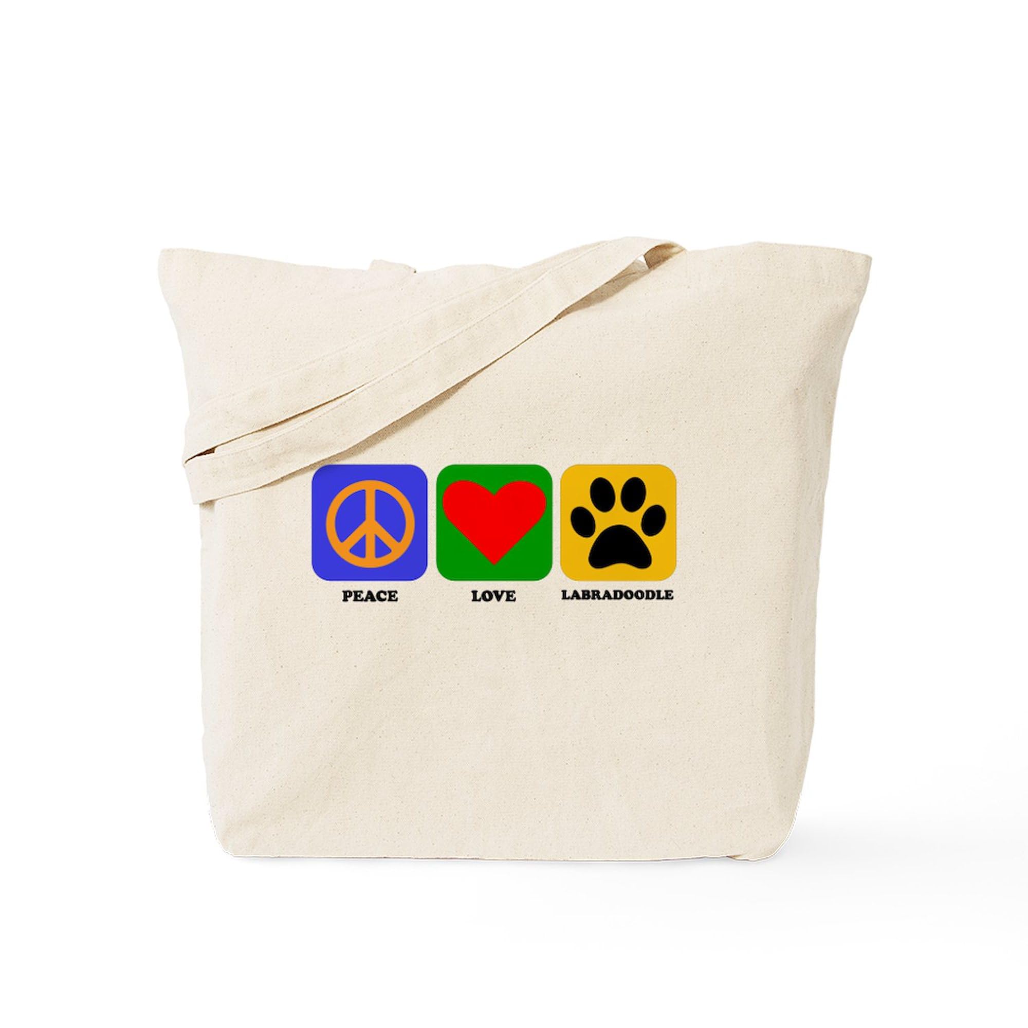 CafePress Peace Love Labradoodle Tote Bag Reusable Natural Beige Canvas Shopping Bag