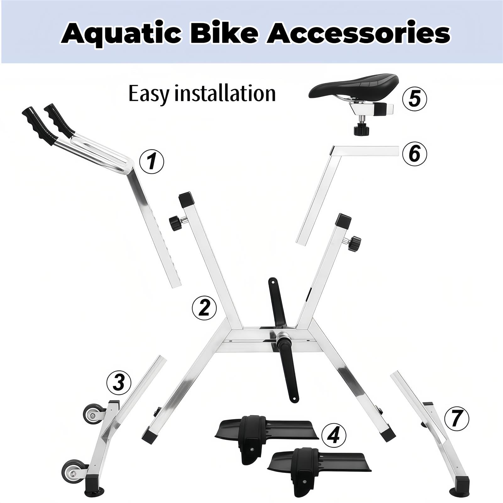 VéLo De Fitness Aquatique, VéLo d'exercice Subaquatique pour Piscine, VéLo Aquatique RéGlable en Acier Inoxydable, éQuipement De Fitness à Domicile à Faible Impact