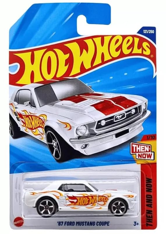 Image of Hot Wheels 67 Ford Mustang Coupe Then and Now Ages 3 and Up 121 /250 (White)