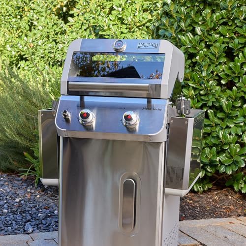 Monument Grills 2-Burner Stainless Steel Liquid Propane Gas Grill, Two Foldable Shelves Patio Garden Barbecue Grill with Clearview Lid, Knob Control Mesa200S - Thumbnail 2