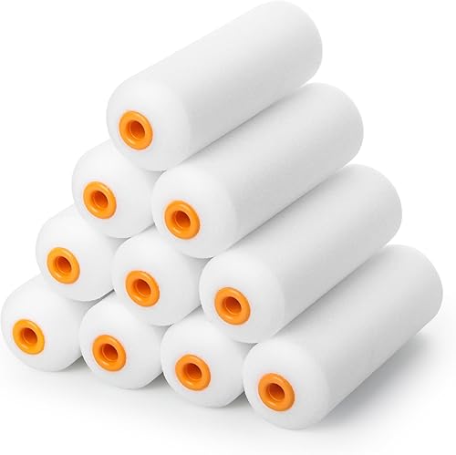 Miniatura 11 de VOOMEY Mini cubiertas de rodillo de pintura, rodillo de pintura de espuma de alta densidad, pintura de rodillo de espuma de 4 pulgadas, paquete de