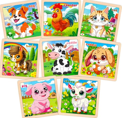 kepovin Ap1000 Puzzle de Madera Animales para Niños 9 Piezas Juego de 8 Sets miniatura 1