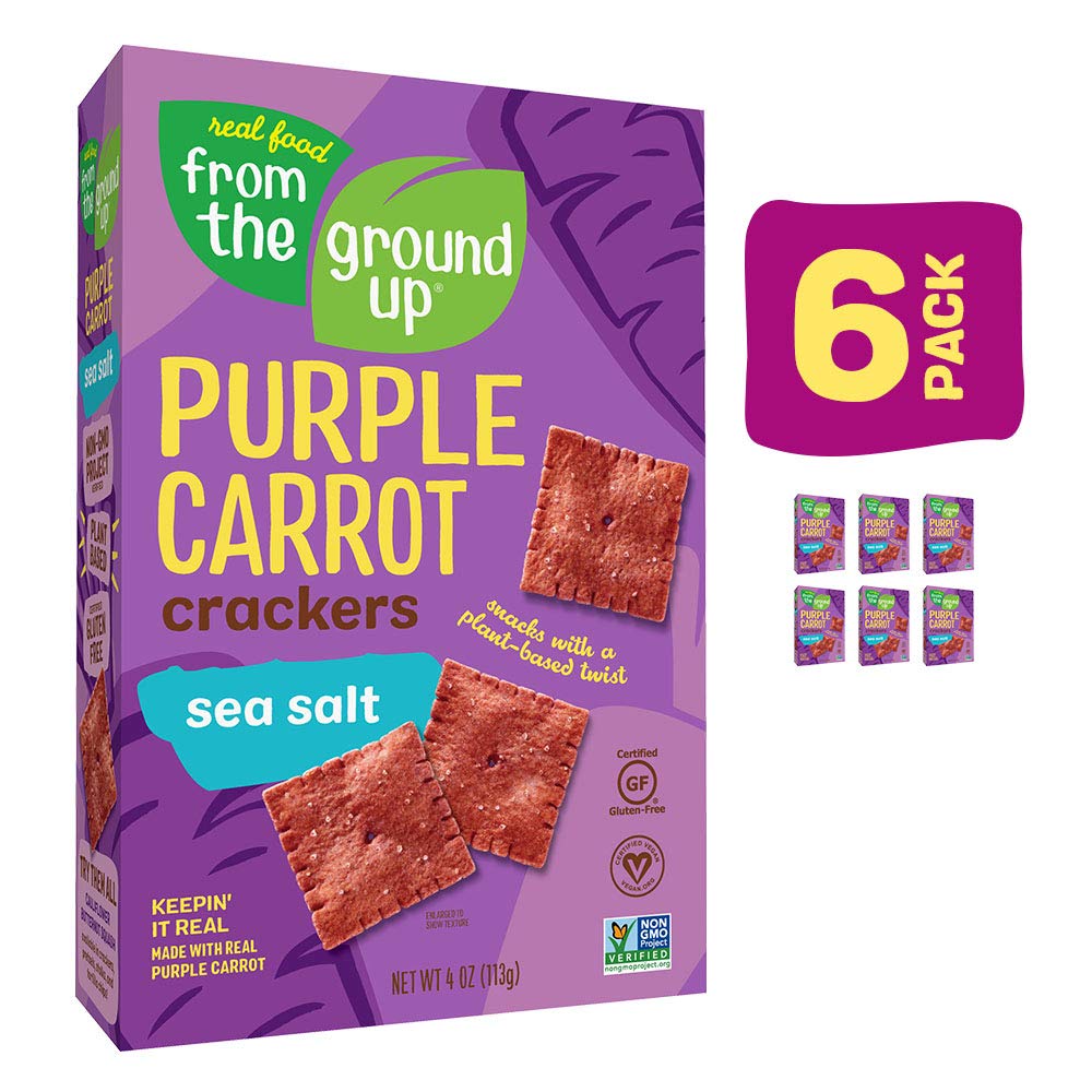 Amazon.com: Real Food From The Ground Up Purple Carrot Crackers - 6 Pack  (Sea Salt) : Grocery & Gourmet Food