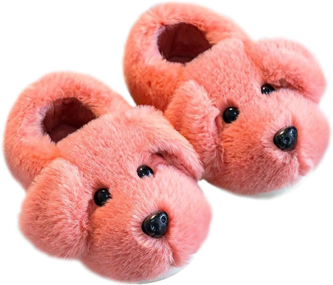 Little Girls Boys Dog Plush Slippers Toddler Doggy Warm Shoes Little Kids House Slippers Kids Fur Lined Warm Home Slipper Shoes