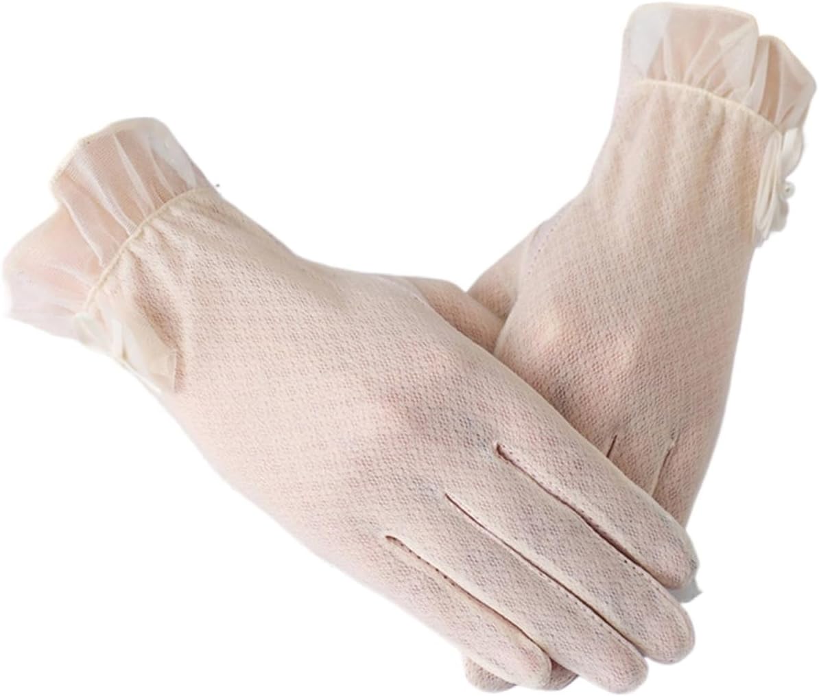 Women Sunscreen Short Sun Screen Pearl Flowers Gloves thin Ice Silk Lace Touch