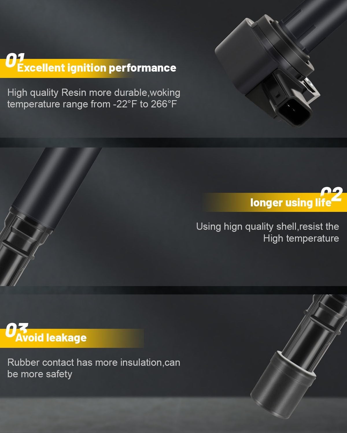 OCPTY spark plugs and coils Fits 2003-2006 for Acura MDX 3.5L,2003-2006 for Acura MDX 6 Ignition Coils with 6 Iridium Spark Plugs coils for UF400 ignition coil pack 3-Pins