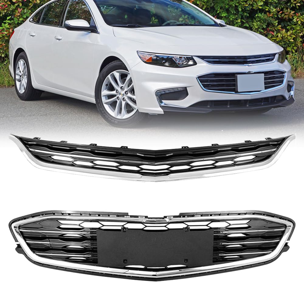 Front Bumper Upper Lower Grille For Chevy Malibu Honeycomb Mesh Grill 2016-2018