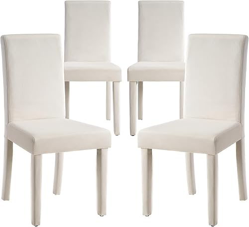 Miniatura 1 de AMERLIFE Juego de 4 sillas de comedor tapizadas de terciopelo, diseño minimalista moderno Parsons con respaldo alto curvo, ribete completo y patas