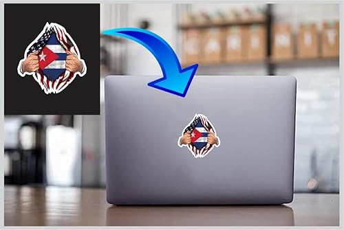 Miniatura 5 de Paquete de 2 calcomanías de Asiatic Artisan para el pecho de la bandera de Estados Unidos, Estados Unidos, Cubano, País para camión, taza de