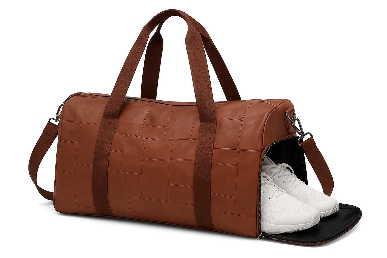 handcuffs Weekender Premium Duffle Bag with Shoe Pocket for Travel for Men and Women (Brown)-picture-11