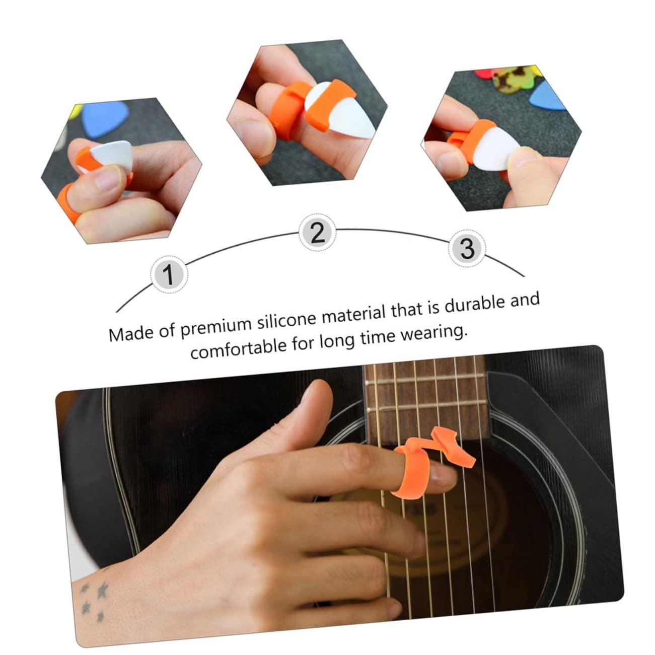 ibasenice 6stücke Anti-rutsch Gitarren-pick- Für Anfänger Praktische Fingerabdeckungen Gitarre Schützt Picks Vor Verlust Für Gitarrenliebhaber Und Musiker