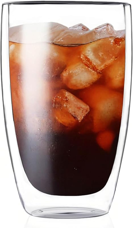 DOPUDO 17oz Double Wall Glass Coffee Mugs, Insulated Coffee Mug, Clear Borosilicate Glass Coffee Cups for Cappuccino, Tea, Lightweight and Microwave Safe