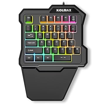 KOLMAX K35 One Handed Gaming Keyboard, RGB Backlit 35 Keys Portable Mini Gaming Keypad with Ergonomic Wrist Rest,USB Wired Game Controller for PC Gamer