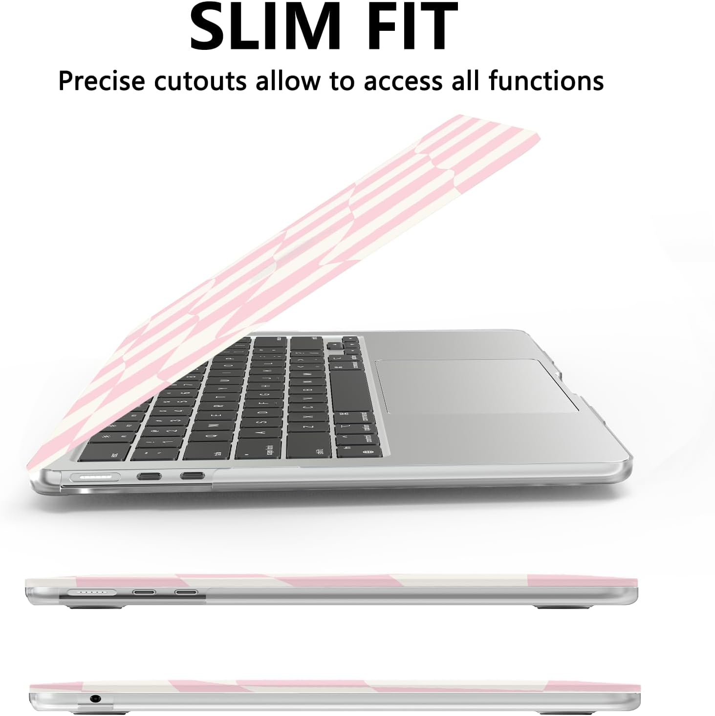 AKIT Compatible with MacBook Air 15 Inch Case 2026 2025 2024 2023 M4 M3 M2 A3241 A3114 A2941, Unique Pattern Hard Shell Laptop Case+Keyboard Cover+Screen Protector for Mac Air 15 Inch, Pink Checkboard - Image 6