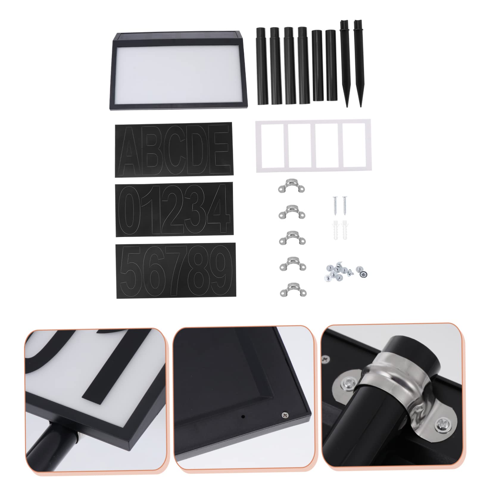 Lampada Solare da Esterno per Numero Civico 10 Led, Plastico Nero, 1200mah, Facile Montaggio per Centro Commerciale e Hotel