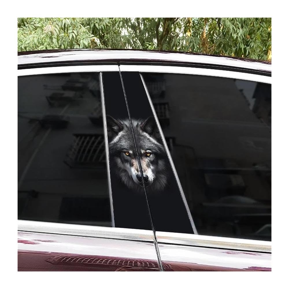 Body Parts 2pcs Animal Style Wolf Head Car B-Pillar Sticker Covering Scratched Car Center Pillar Sticker DIY(J)