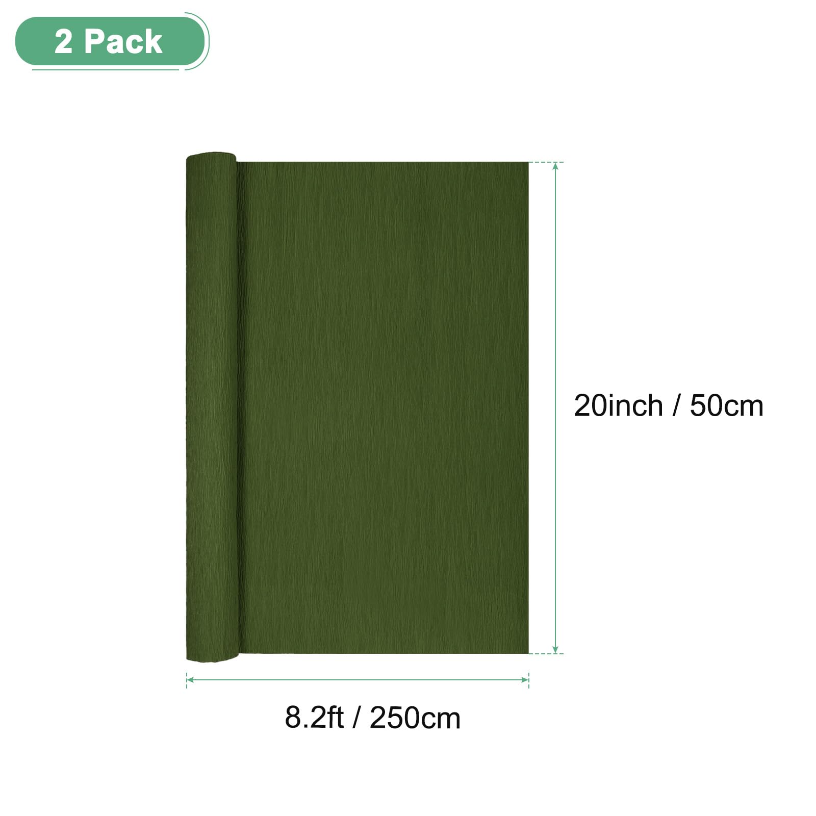 M METERXITY Krepppapier 2er-Pack - 250x50cm Hellgrün Für Basteln & Dekoration