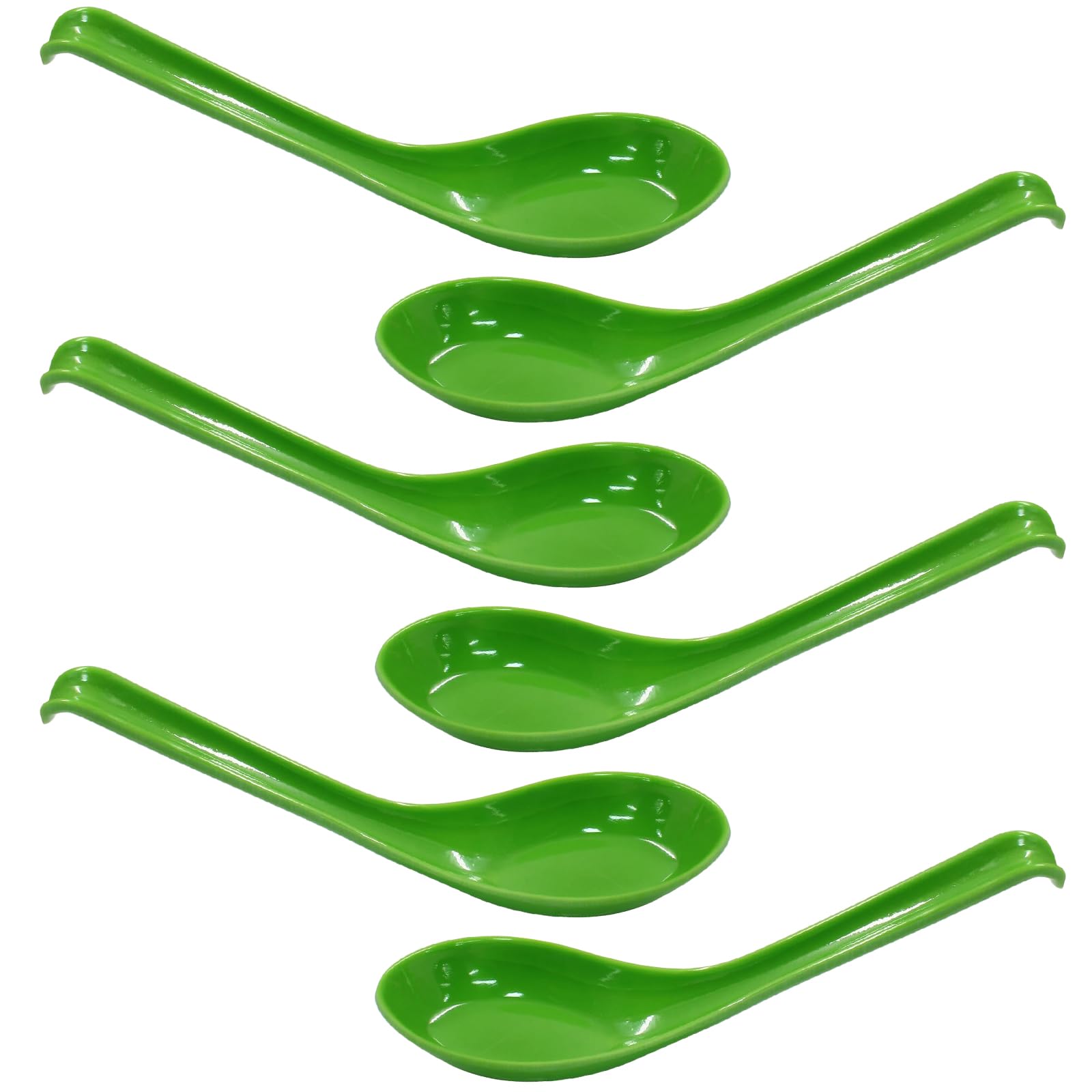 8PCS Asian Soup Spoons, Green Melamine