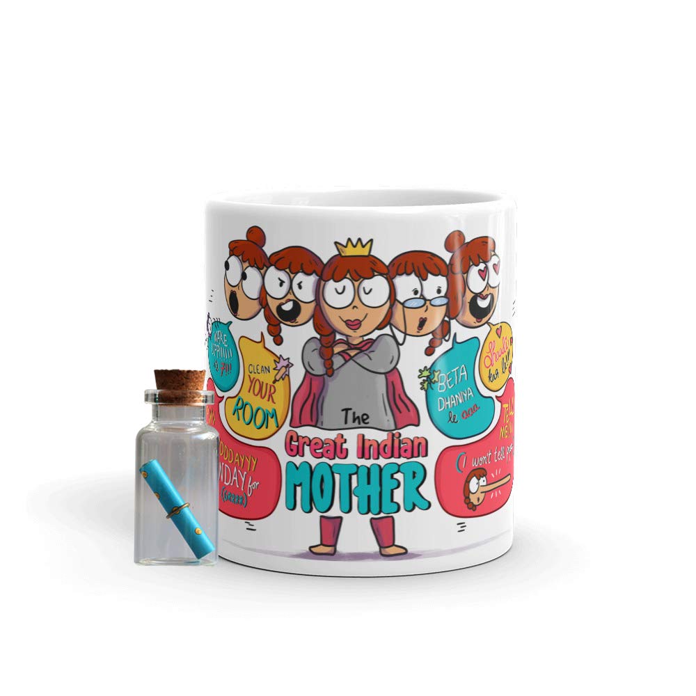 Oye Happy - Great Indian Mother - Best Gift for Mom on Mother's Day/Birthday (Ceramic) (Microwavable) (330 ml)