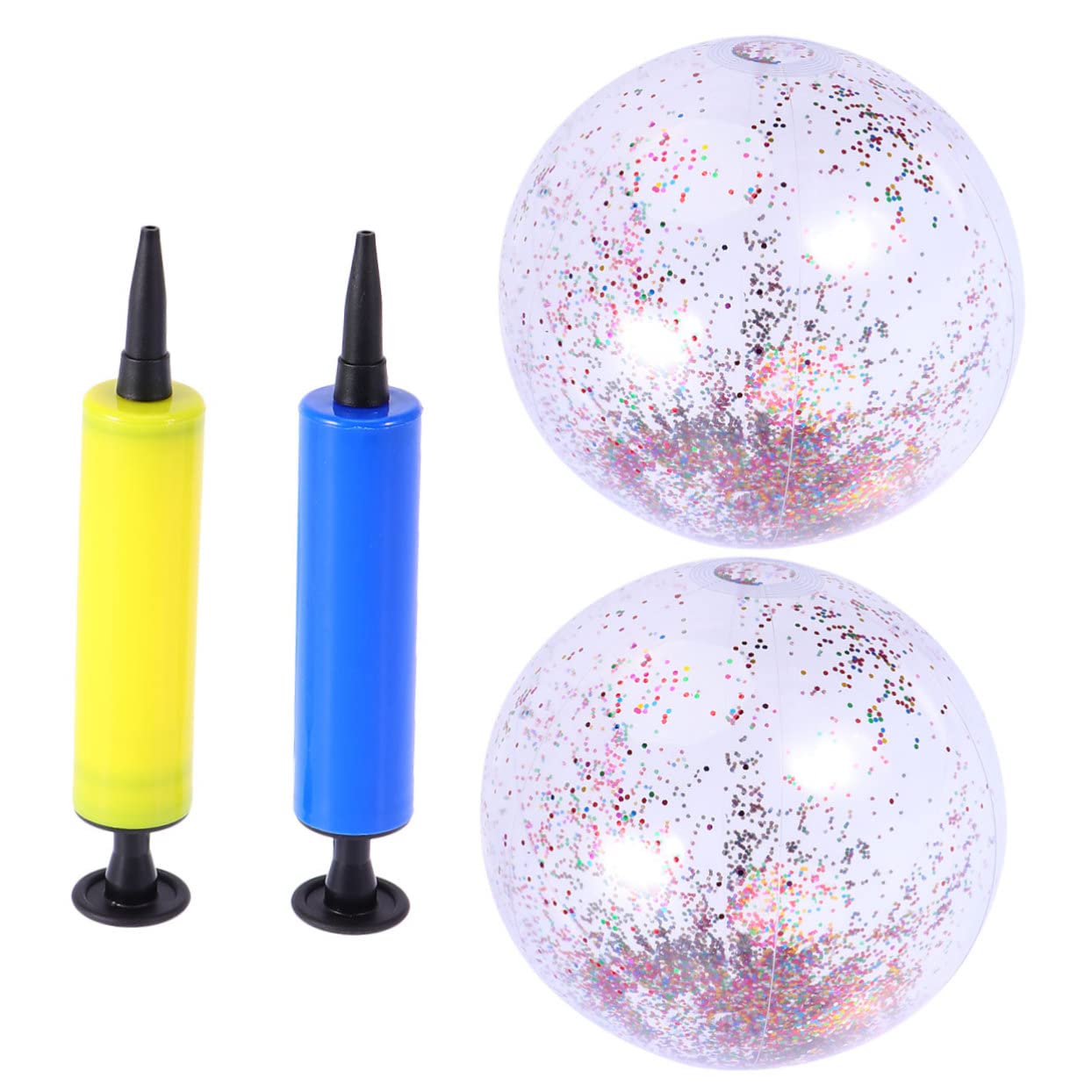 IMIKEYA 4pcs 16 Sequin Inflatable Beach Balls with Pump Colorful Glitter Pool Game for Indoor and Outdoor Fun Safe and Adorable Transparent Design