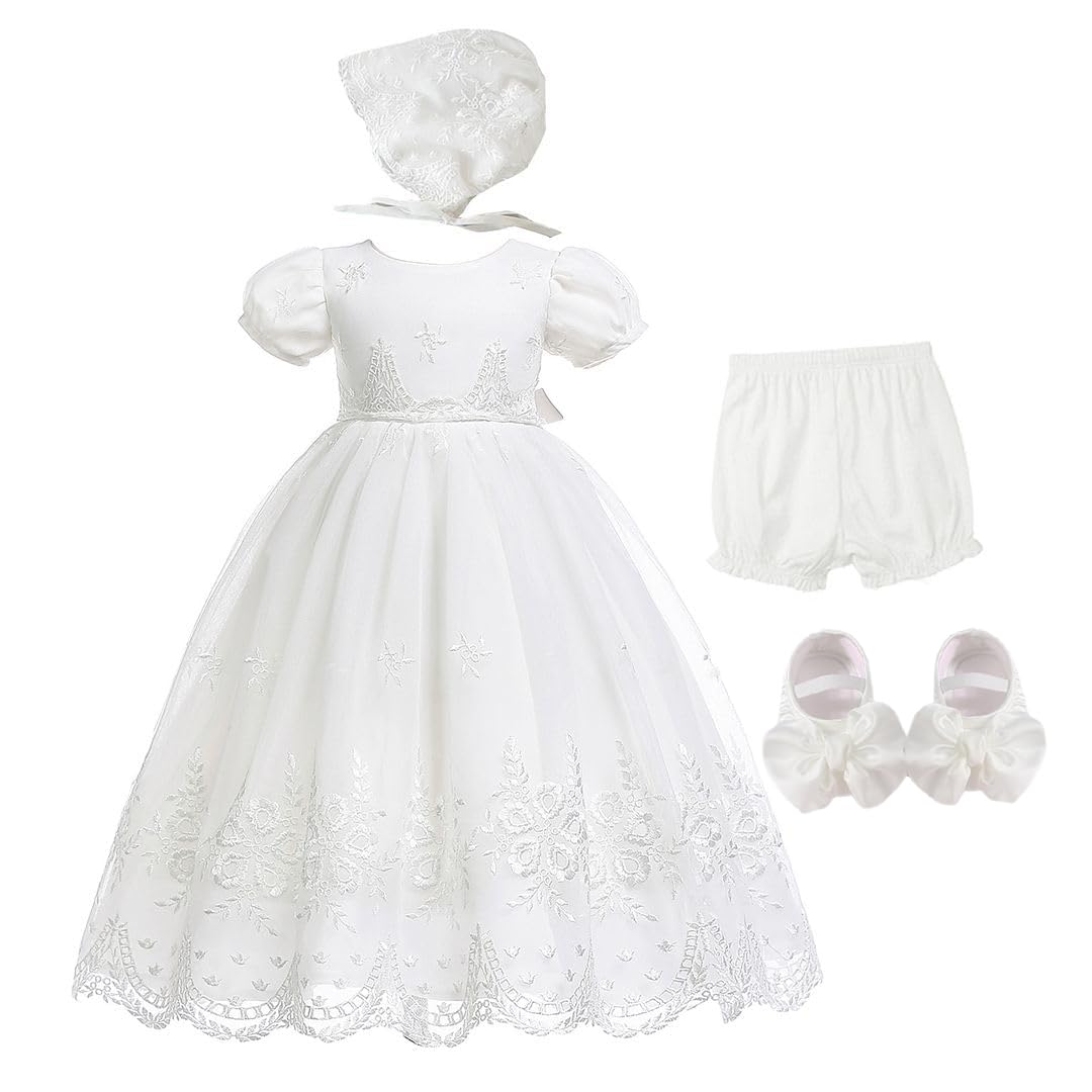 Bow Dream Baby Girls Christening Baptism Dress Formal Party Special Occasion Dresses for Toddler