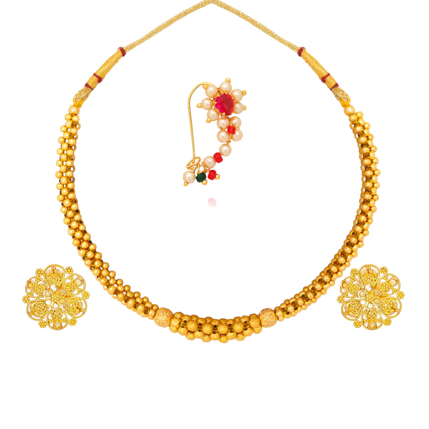 Luv Fashion Traditional Maharashtrian Jewellery Set: Marathi Necklace, Earrings, with Nath Weddings and Festivals For Women CMB-MA102,NSP144BG,1640 (B0CML3C7W5) Amazon Price History, Amazon Price Tracker