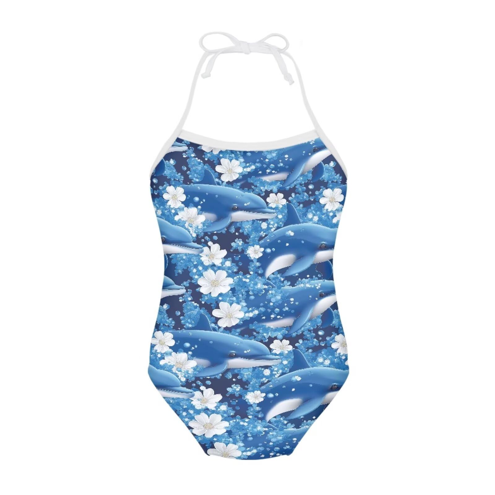 Girls One Piece Swimsuit Beach Bathing Suit Toddler Floral Halter Straps Swimwear for 1-10 Years