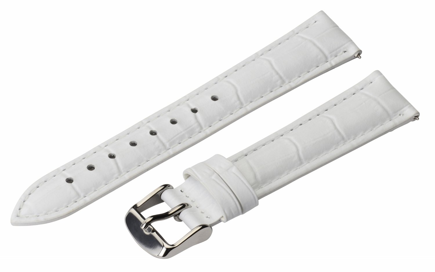 Clockwork Synergy - 2 Piece Ss Leather Classic Croco Grain Interchangeable Replacement Watch Band Strap 12mm - Solid White - Men Women