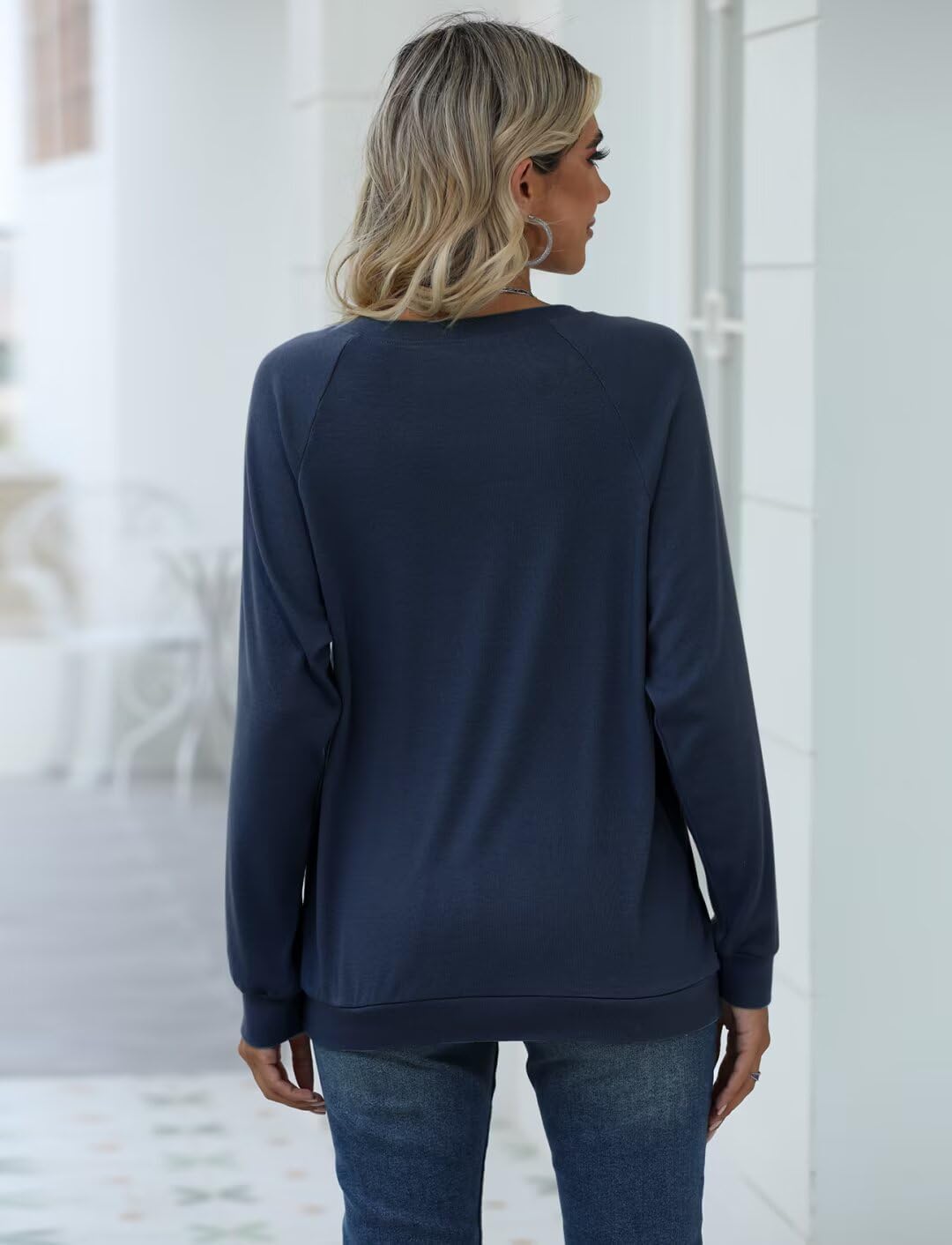 EADINVE Women Crewneck Daisy Print Long Sleeve Sweatshirts Faith-Hope-Love Graphic Tops Casual Loose Fit Pullover Shirts - Image 5