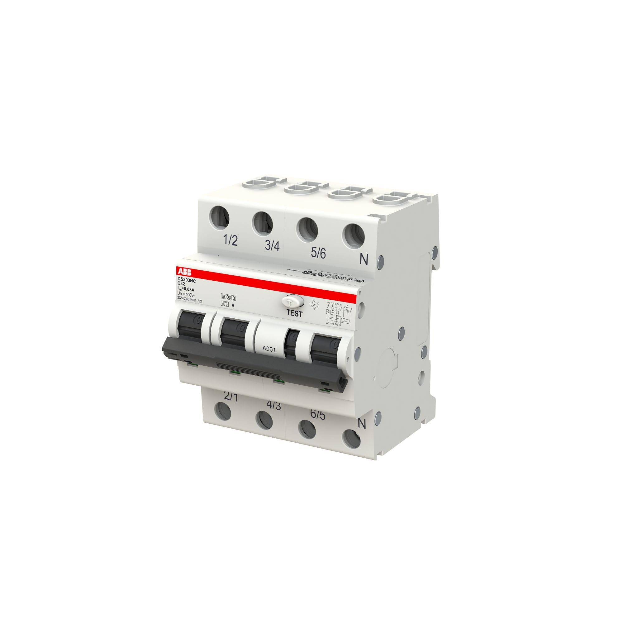 ABB DS203NC B16 A30 FI/LS-Schalter RCBO 3P+N 30mA 16A B Typ A | bieten Personen- und Sachschutz sowie einen Schutz vor elektrisch gezündeten Bränden 2CSR256140R1165