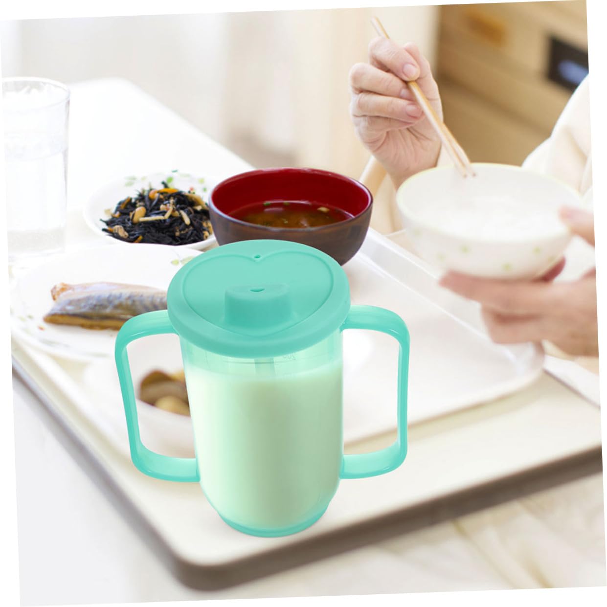 Seniorenpflegebecher 350ml Kunststoff Grün 2 Stück Auslaufsicher
