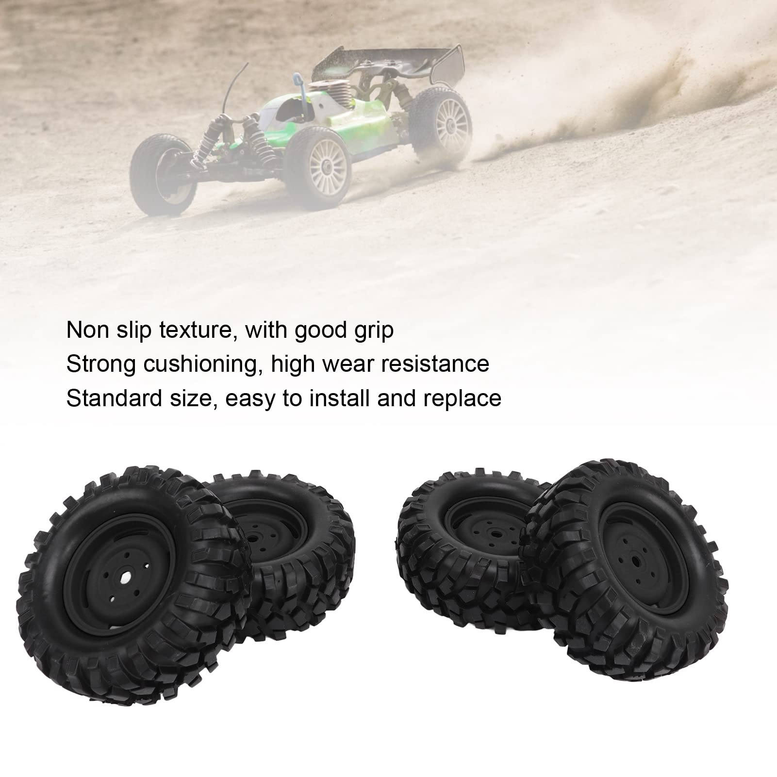 RC Car Tires – 4PCS Rubber Off-Road Tires With Plastic Hubs | 96mm Diameter, Non-Slip Grip For Climbing & Rough Terrain - View #10