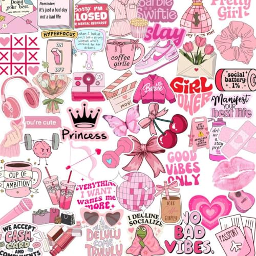 Image of Zesta Aesthetic Stickers for Laptop /Waterproof Anime Decal for Books /Vinyl Sticker for Fridge /Easy to Use Korean Car Sticker Kawaii Cute Stickers (Pink Love)