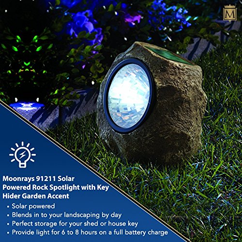 Moonrays 91211 Rock Solar Spotlight with Built in Key Hider, 6-Lumens.35-Watt, 120-degree Beam Angle, White LED Light, One Rechargeable NiCd Battery Included, 0 - Thumbnail 2