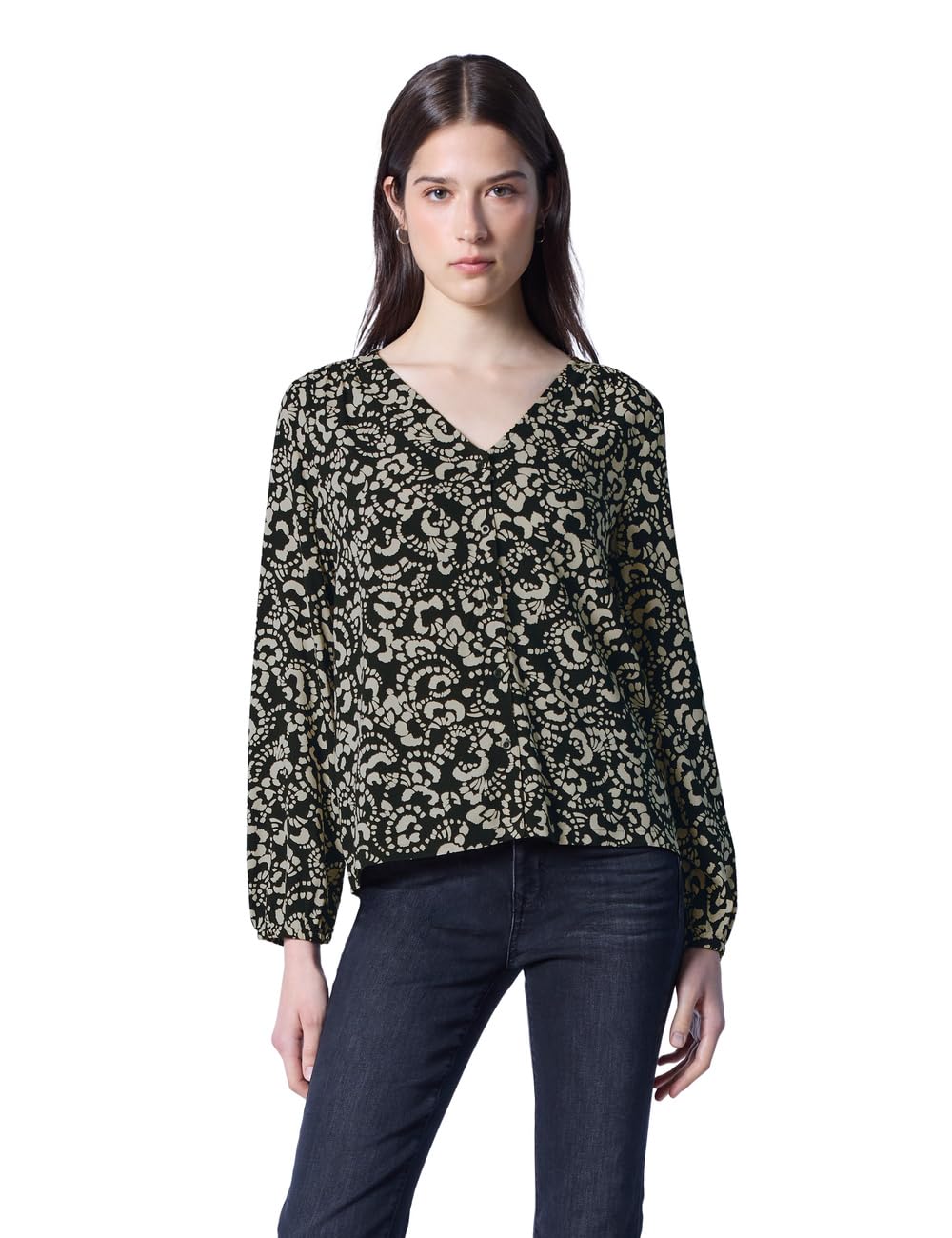 Street One Studio Damen V-Neck Bluse mit Knöpfen