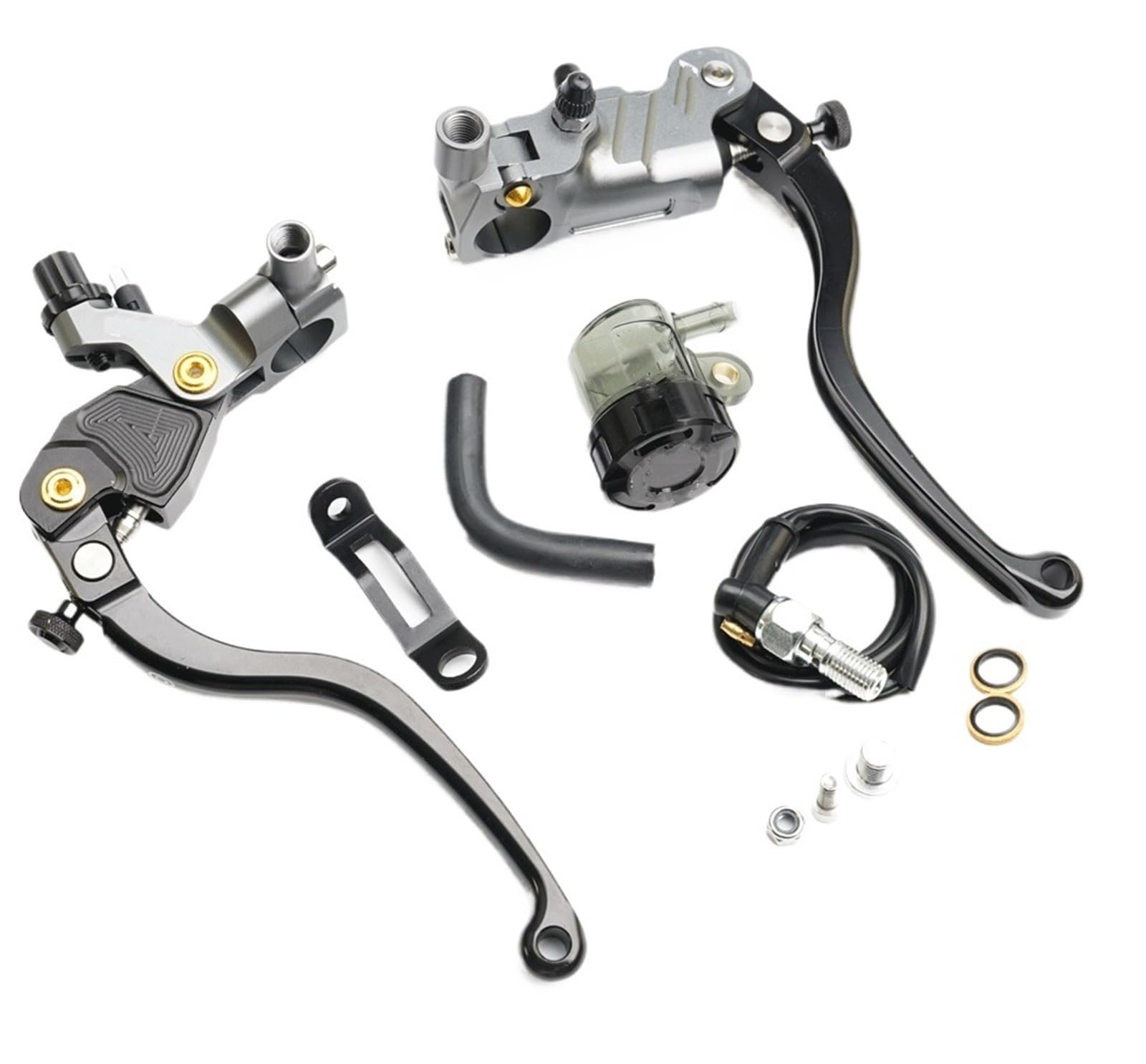 Tingyus Grey One Pair A Motorbike Brake Lever 19Rcs Perch Line Clutch Brake Master Cylinder Lever 22Mm Universal 19Mm Piston For Racing Street Bike(Grey One Pair A)