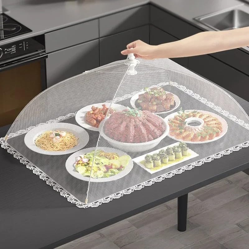 Foldable Food Mesh Cover Anti-fly Umbrella Tent Cover Vegetable Fruit Kitchen Food Protection Gadget,S (32cm*32cm)